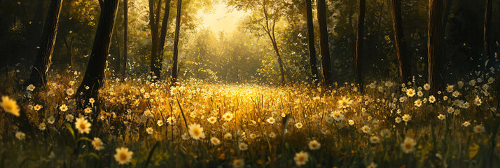 Poster - Sunlit Forest Meadow.