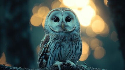 Wall Mural - A Majestic Owl Gazing Through the Golden Light