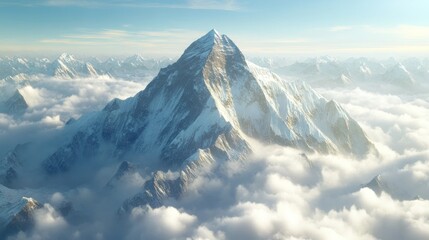 Canvas Print - A Majestic Mountain Peak Soaring Above Clouds