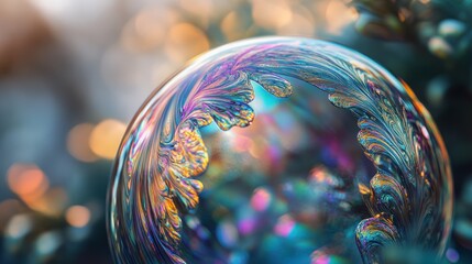 Wall Mural - Iridescent Soap Bubble with Abstract Patterns