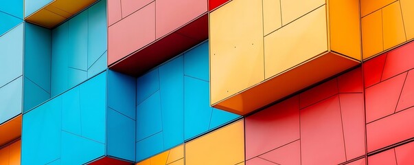 Wall Mural - Colorful Geometric Building Facade Illustration