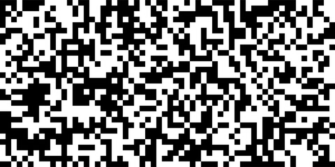 qr code abstract seamless pattern with black and white chaotic squares. bw bg with matrix of encoded