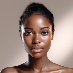 Wall Mural - A young african american woman Healthy skin portrait adult photo.