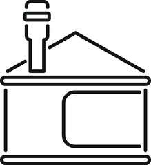 Sticker - Simple line icon representing a smart home system controlling the temperature of a house