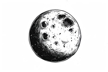 Sticker - Drawing moon monochrome recreation.