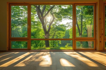 Canvas Print - Window see nature plant house tree.