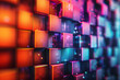 © Diep - An abstract technological background featuring a vibrant array of square blocks, creating a dynamic and visually captivating display of modern innovation and digital creativity