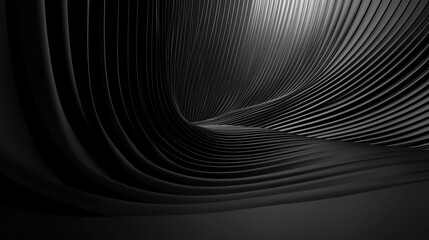 Poster - Abstract Black and White Curved Lines