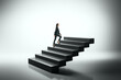© Who is Danny - Businesswoman climbing stairs in a modern setting, symbolizing career growth and ambition.
