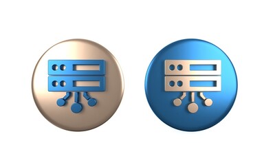 Sticker - Colorful Server, Data, Web Hosting icon isolated on white background. Circle button. 3D render illustration