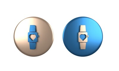 Poster - Colorful Smartwatch icon isolated on white background. Circle button. 3D render illustration