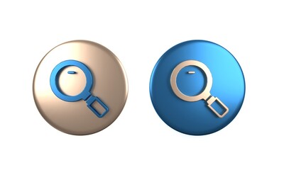 Canvas Print - Colorful Magnifying glass icon isolated on white background. Search, focus, zoom, business symbol. Circle button. 3D render illustration