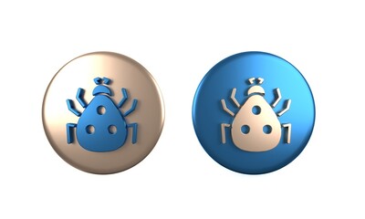 Sticker - Colorful Ladybug icon isolated on white background. Circle button. 3D render illustration