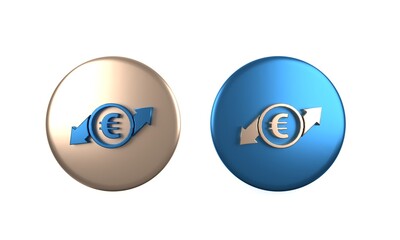 Sticker - Colorful Financial growth and euro coin icon isolated on white background. Increasing revenue. Circle button. 3D render illustration