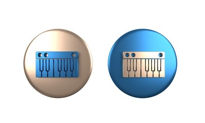 Sticker - Colorful Music synthesizer icon isolated on white background. Electronic piano. Circle button. 3D render illustration