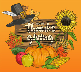 Wall Mural - Happy Thanks giving colorful flyer