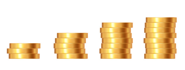 Wall Mural - 3d golden coin stack. money yellow pile. stock vector illustration on isolated background