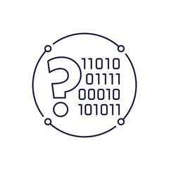 Poster - binary code line icon with question mark