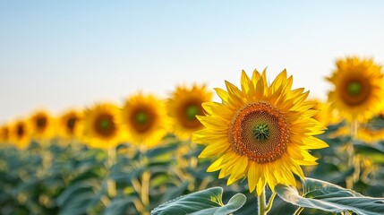 Wall Mural - Sunflower Field at Sunset.