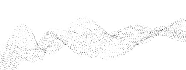 Wall Mural - flowing wavy dots particles wave pattern curve halftone gradient lines shape isolated on transparent