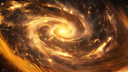 Wall Mural - Golden galaxy rotating showing cosmic energy