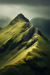 Wall Mural - Grassy Scottish hills on the mountain