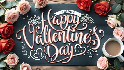 Canvas Print - happy valentines day typography poster