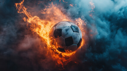 flying burning football ball