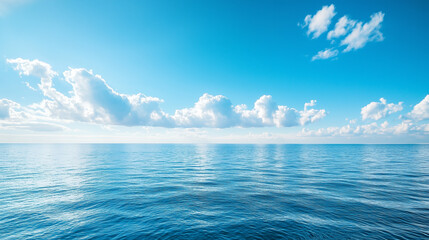 blue surface of water and light blue sky landscape