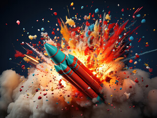 Wall Mural - Realistic fireworks colored set with four isolated images of sparkler bengal light sticks