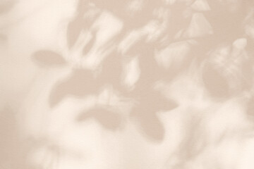 Aufkleber - Light and shadow pink beige pastel abstract background. Natural leaves shadows and sunshine diagonal refraction on white wall texture. Shadow overlay effect foliage mockup, banner graphic layout