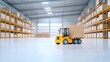 © K-MookPan - Forklift transporting a box in a warehouse.