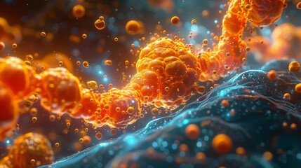 Canvas Print - Paint a scene of cholesterol regulation by the liver, showing how hepatic cholesterol synthesis is controlled by feedback mechanisms involving