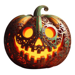 Wall Mural - 3d metal and steel Carved halloween jack o lantern pumpkin