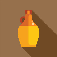 Sticker - Glass jug full of fresh honey with long shadow icon in flat style