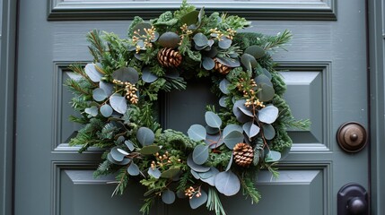 Sticker - Hang a modern wreath made from metallic wire and minimalist greenery on your front door for a contemporary holiday welcome.