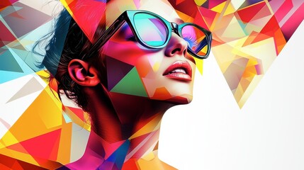 Wall Mural - The bold eclectic fashion styles of the Y2K era, including chunky shoes, low-rise pants, crop tops, and oversized sunglasses, fashion woman colorful dressed in the latest fashion trends of the time.