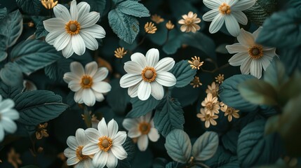 Wall Mural - Blooming White Flowers in a Serene Setting