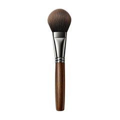 A wooden makeup brush with a brown handle