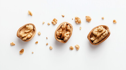 Wall Mural - walnuts isolated on white background