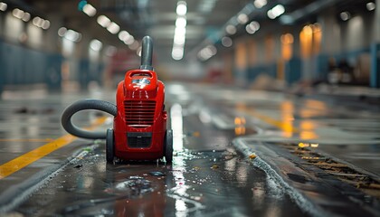 Wall Mural - Close up on construction vacuum cleaner, construction cleaning service. 