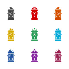 Sticker - Fire Hydrant Silhouette icon isolated on white background. Set icons colorful