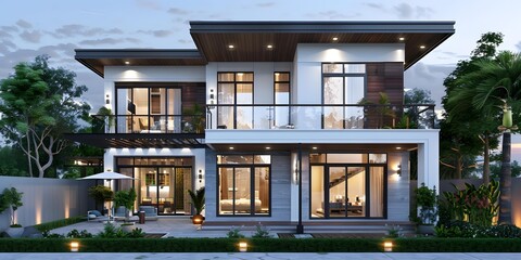 Modern Two Story House with Balcony