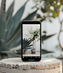 Smartphone Displaying Photo of Two Plants