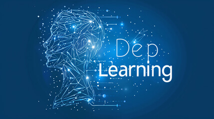Fototapete - Artificial intelligence concept with a human head made of connecting dots and lines symbolizing deep learning