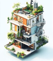 Modern Home Design with Vertical Gardens and Multiple Balconies