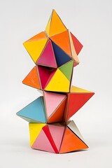 Wall Mural - Abstract Colorful Wooden Sculpture  Geometric Shapes