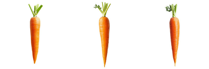 Set of fresh carrot with vibrant orange color isolated on a transparent background