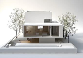 Wall Mural - Modern Minimalist House Architecture Design Model