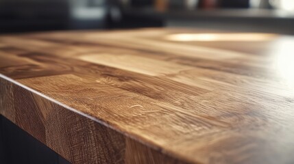 Wall Mural - Rich Wood Grain Detail of Oak Countertop with Dark and Light Tones